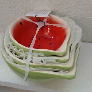 T.J.Maxx Watermelon-Themed Nesting Bowls - Red and Green